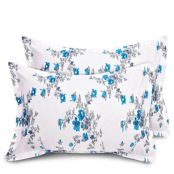 144_TC_Floral_Cotton_Single_Bedsheet_with_1_Pillow_Cover_-_White,_Blue