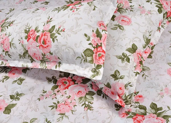 144_TC_Floral_Cotton_Single_Bedsheet_with_1_Pillow_Cover_-_White,_Pink,_Green
