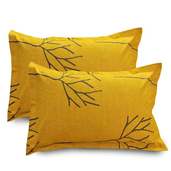 144_TC_Floral_Bedsheet_for_Single_Bed_with_1_Pillow_Cover_-_Yellow_and_Grey