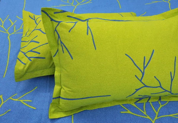 Floral_Cotton_Single_Bedsheet_with_Pillow_Cover_-_Blue_&_Green__-_Thread_Count_144