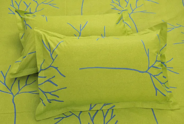 144_TC_Bed_sheet_for_Single_Set_Bed_with_Pillow_Cover_-_Green_and_Blue