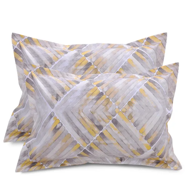 144_TC_Abstract_Bedsheet_for_Single_Bed_with_1_Pillow_Cover_-_Grey,_Yellow_&_White