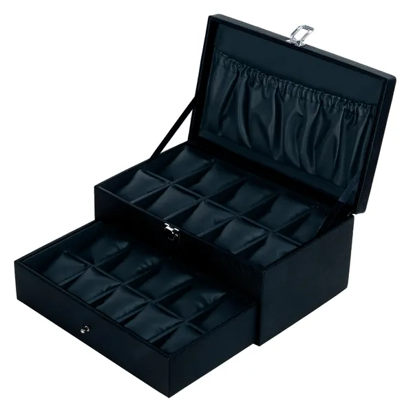 Watch_Box_Organizer_Holder_Jewelry_Accessories_Display_Storage_Case_Watch_Organiser_Collection_Box_20_Slots_In_PU_Leather_For_Men_Women_Black_Color