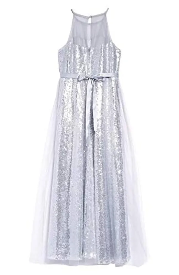 Silver_Net_Sequined_Round_Neck_Gown_For_Girls