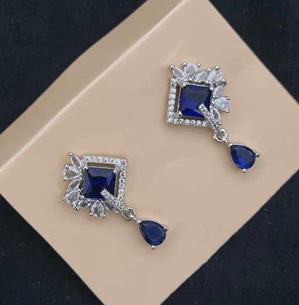 Silver_Plated_American_Diamond_Navy_Blue_Crushed_Ice_Cut_Drop_Earrings