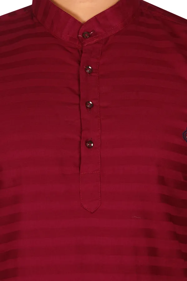 Men's_Red_Cotton_Full_Sleeve_Short_Kurta_Shirt_with_Mandarin_Collar