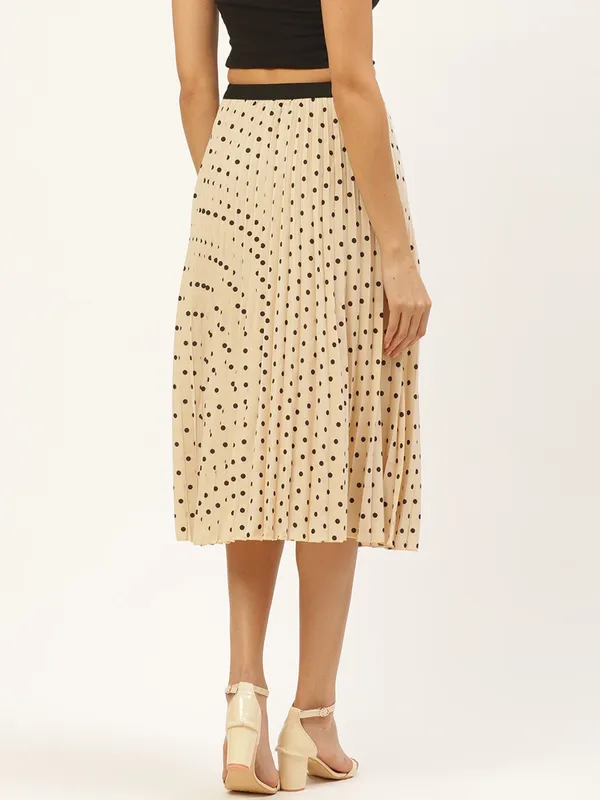 White_&_Black_Polyester_Printed_Casual_A-line_Skirt_For_Women