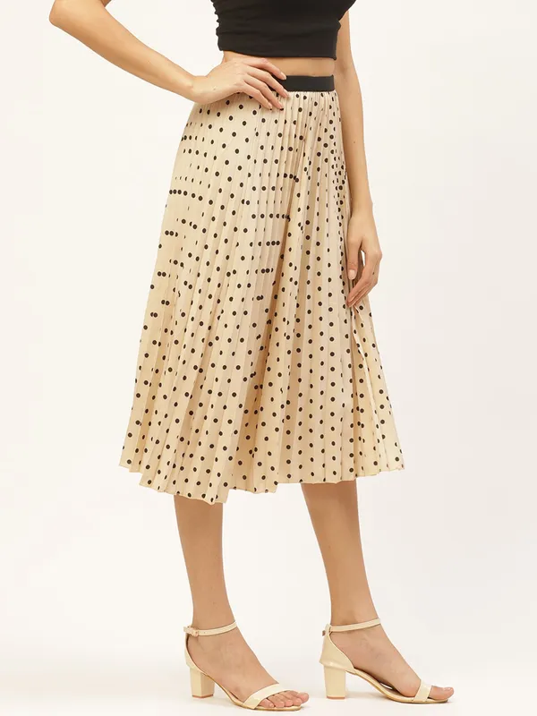 White_&_Black_Polyester_Printed_Casual_A-line_Skirt_For_Women