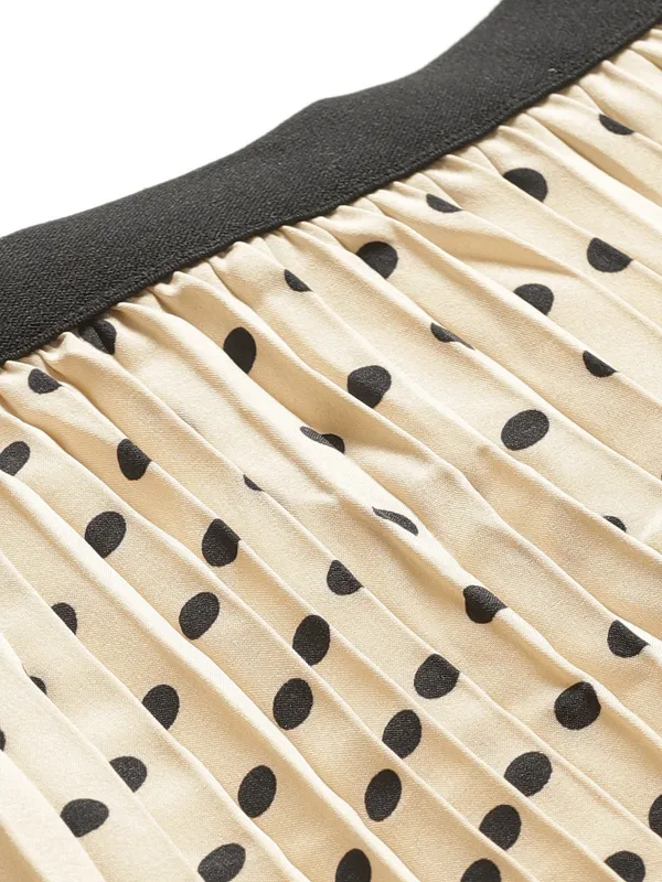 White_&_Black_Polyester_Printed_Casual_A-line_Skirt_For_Women