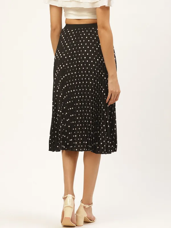 Black_&_White_Polyester_Printed_Casual_A-line_Skirt_For_Women