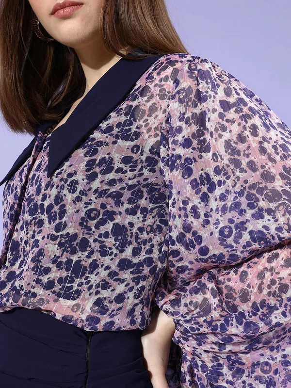 Women_Blue_Printed_Shirt_with_Solid_Skirt_Co-ords_Set