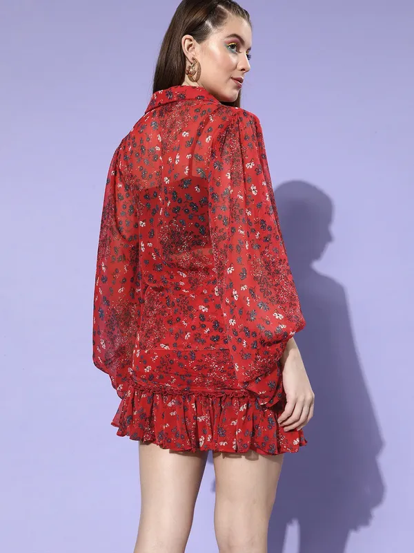 Women_Gorgeous_Red_Printed_Top_with_Skirt_Co-ords_Set
