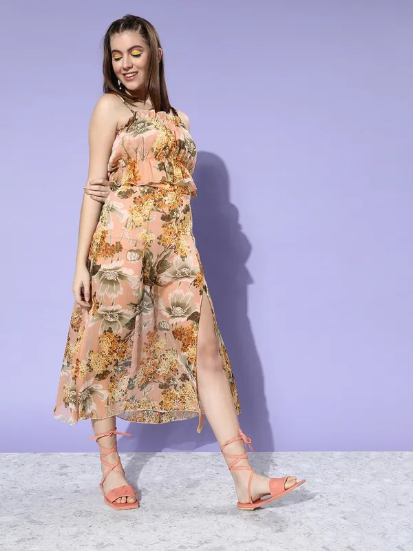 Women_Peach_Printed_Top_with_Skirt_Co-ords_Set