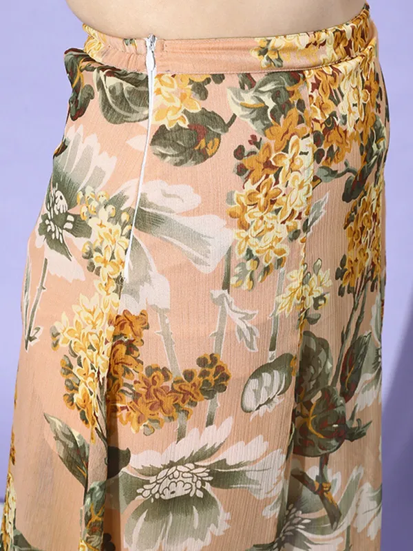 Women_Peach_Printed_Top_with_Skirt_Co-ords_Set