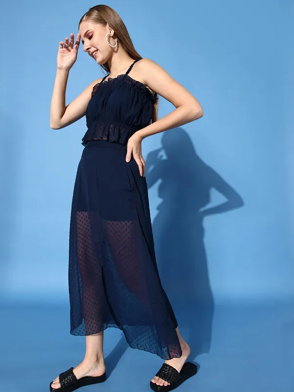Blue_Chiffon_Square_Neck_Top_&_Skirt_Co-ords_Set_For_Women