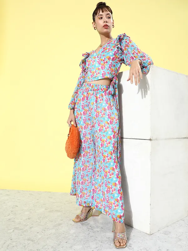 Blue__Pink_Abstract_Print_Ruffled_Puff_Sleeves_Chiffon_Top__Palazzos_Co-ords_Set