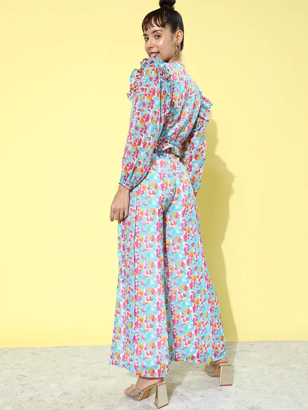 Blue__Pink_Abstract_Print_Ruffled_Puff_Sleeves_Chiffon_Top__Palazzos_Co-ords_Set