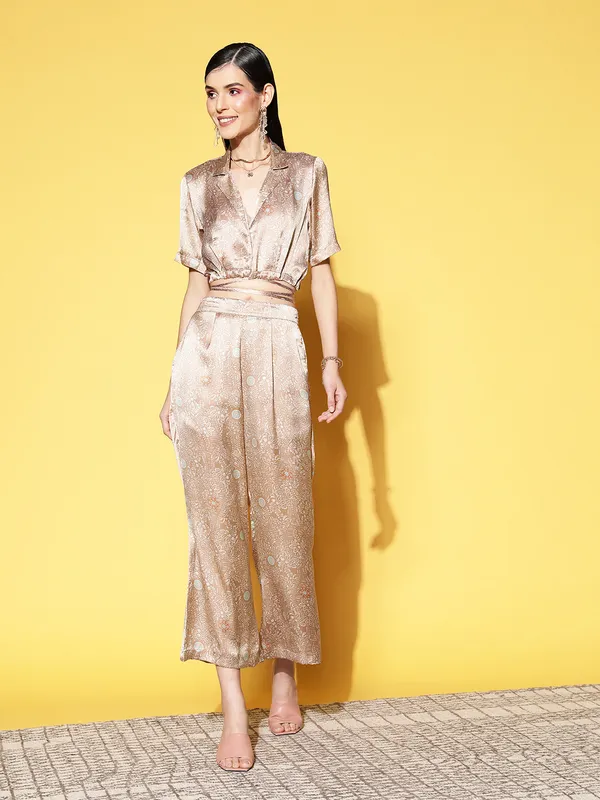Women_Beige_Printed_Tie_Around_Satin_Top_With_Palazzo_Co-Ords