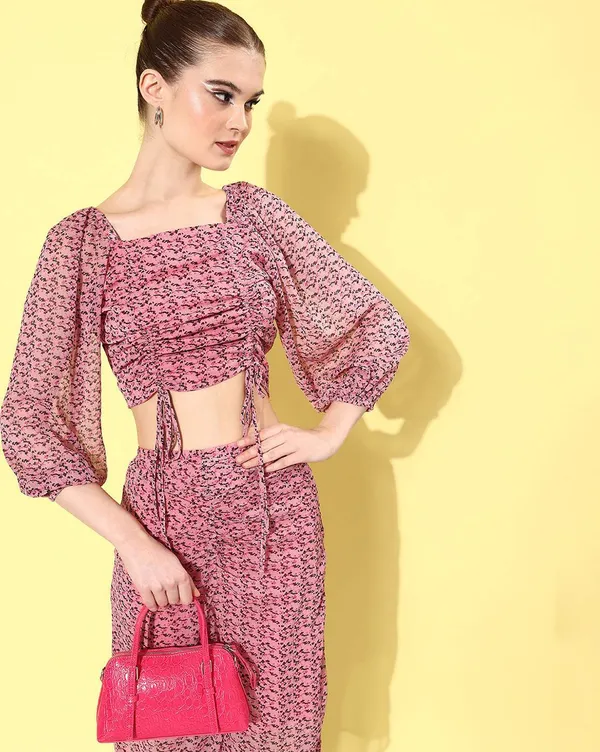 Women_Pink__Black_Printed_Top_with_Skirt_Co-ords_Set