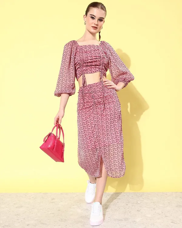Women_Pink__Black_Printed_Top_with_Skirt_Co-ords_Set