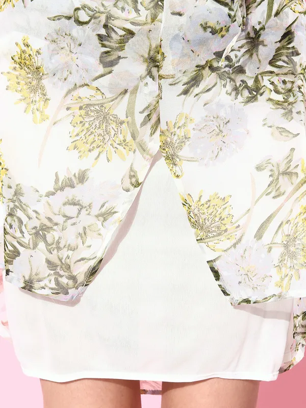 White_Chiffon_Square_Neck_Top_&_Skirt_For_Women_Co-ords_Set