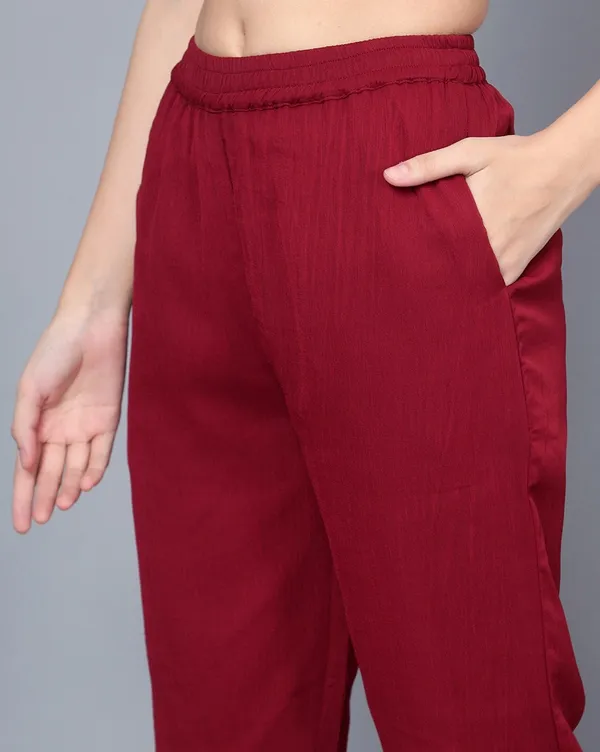 Maroon_Chiffon_Collared_Shirt_Cami_&_Trouser_Co-ords_Set_For_Women