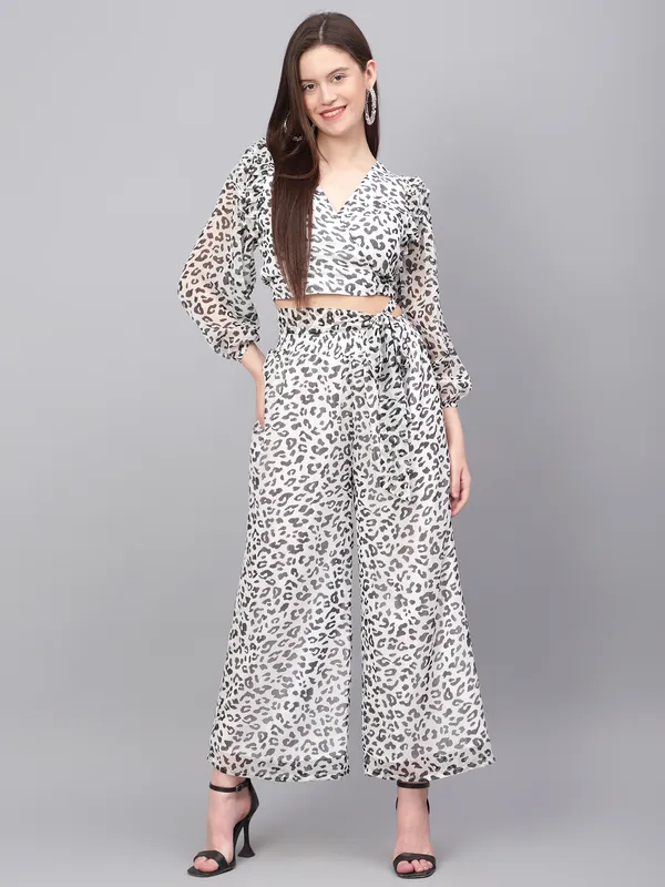 White_Animal_Printed_Crop_Top_With_Palazzos_Co-ords_Set