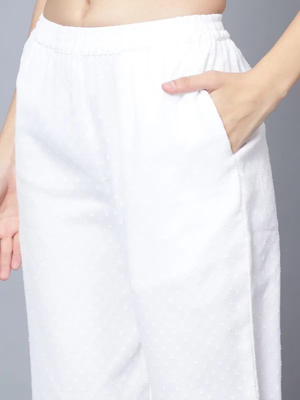White_Chiffon_Collared_Shirt_&_Pant_For_Women