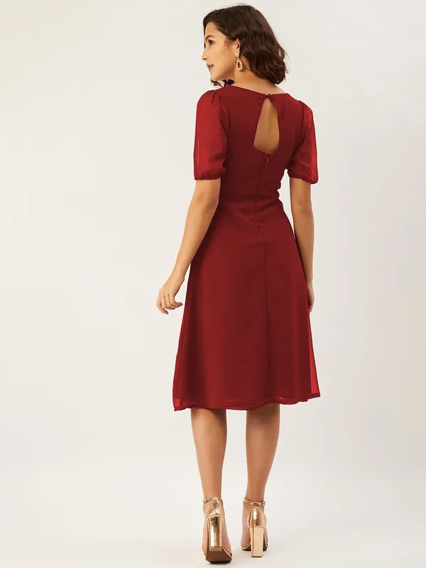 Maroon_Georgette_A-line_Dress_For_Women