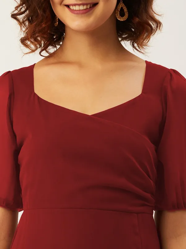 Maroon_Georgette_A-line_Dress_For_Women