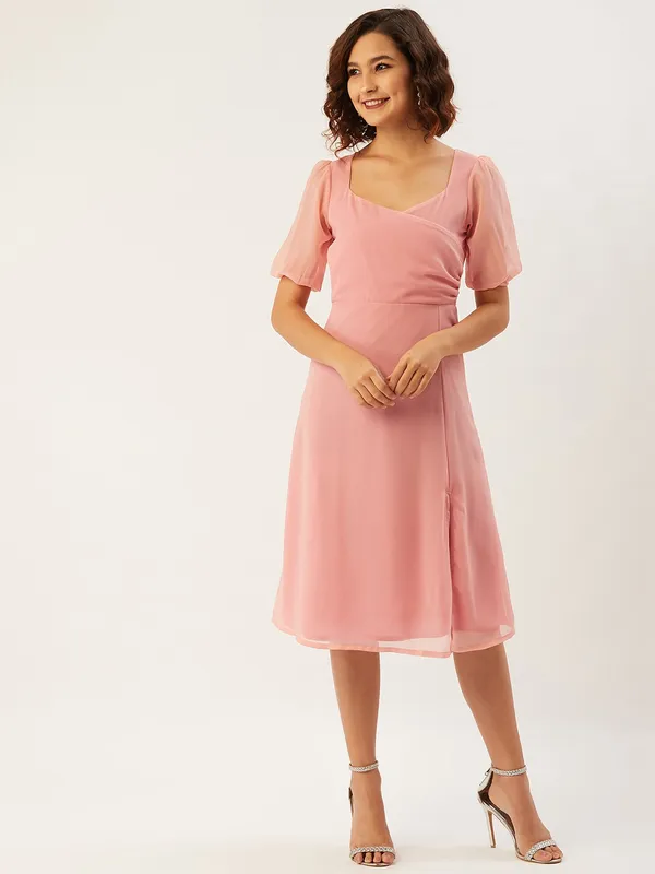 Pink_Georgette_A-line_Dress_For_Women