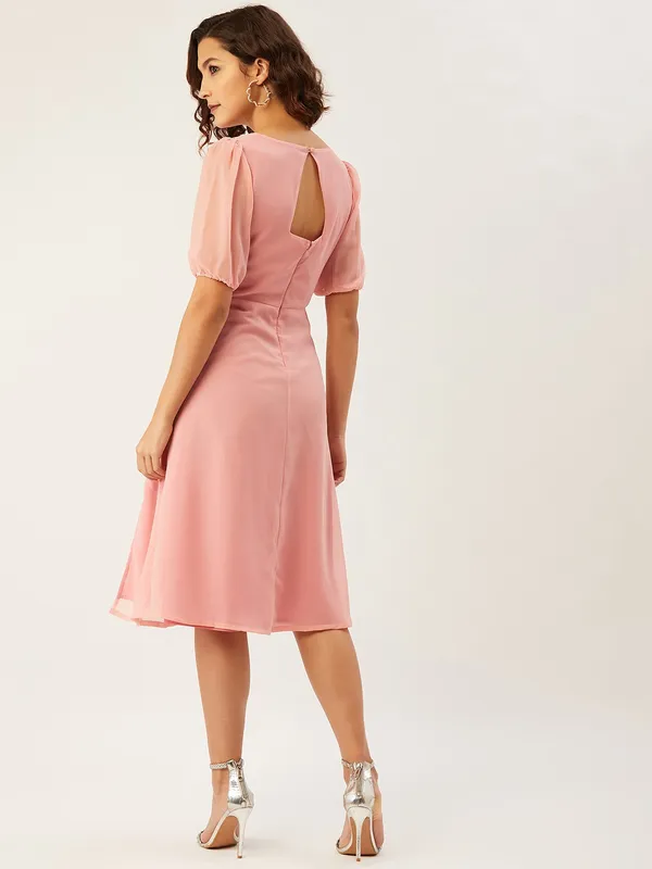 Pink_Georgette_A-line_Dress_For_Women