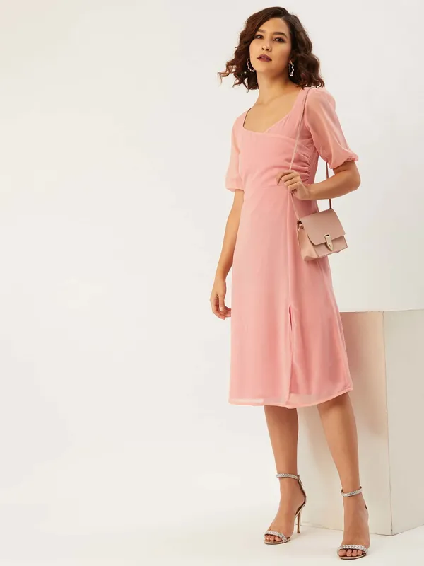 Pink_Georgette_A-line_Dress_For_Women