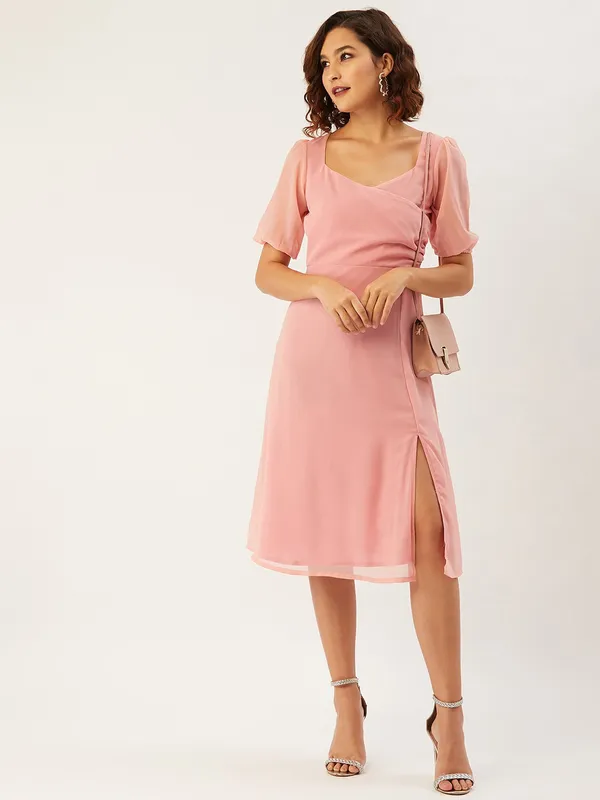 Pink_Georgette_A-line_Dress_For_Women