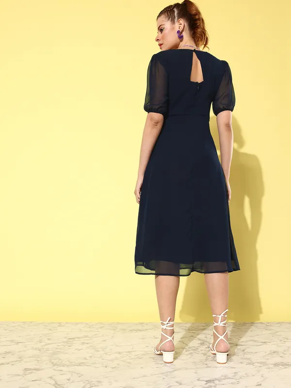 Dark_Blue_Georgette_A-line_Dress_For_Women