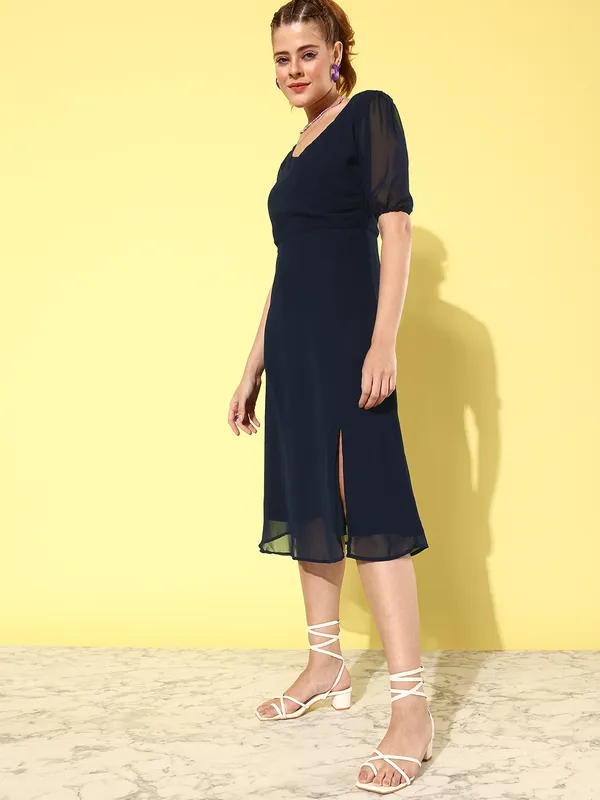 Dark_Blue_Georgette_A-line_Dress_For_Women