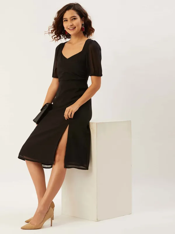 Black_Georgette_A-line_Dress_For_Women
