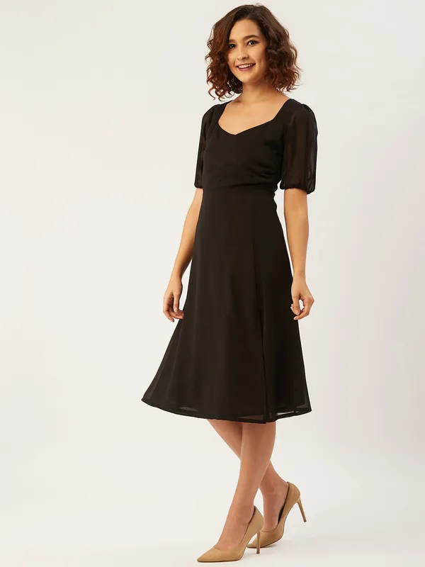Black_Georgette_A-line_Dress_For_Women