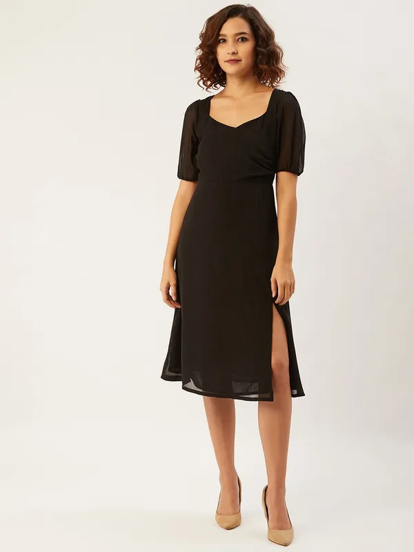 Black_Georgette_A-line_Dress_For_Women