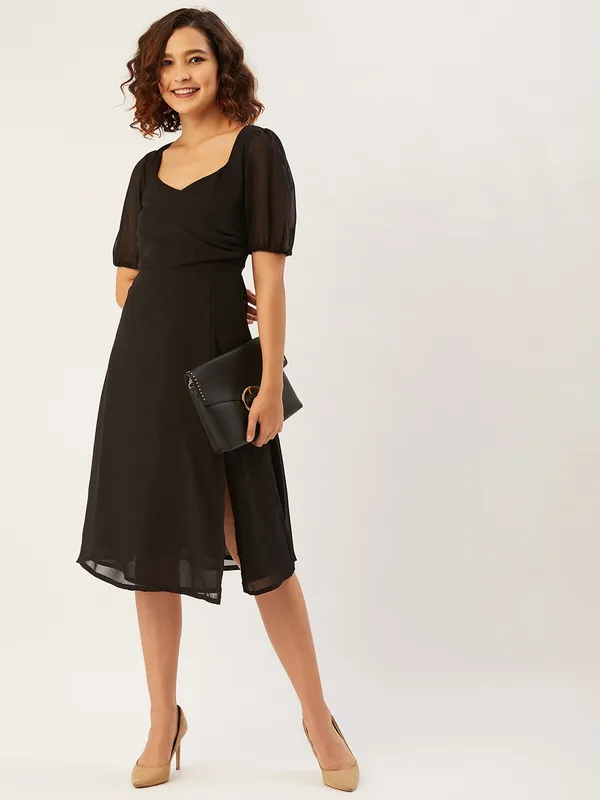 Black_Georgette_A-line_Dress_For_Women