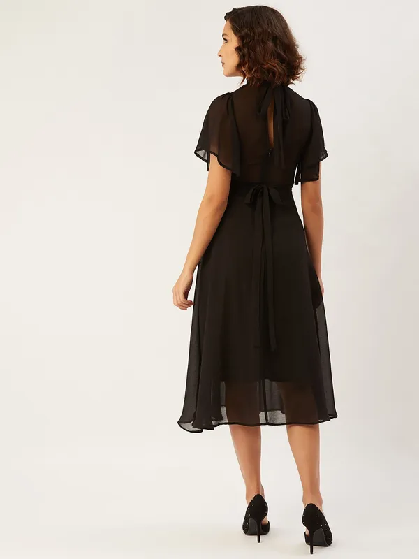 Black_Chiffon_Fit_and_Flare_Dress_For_Women