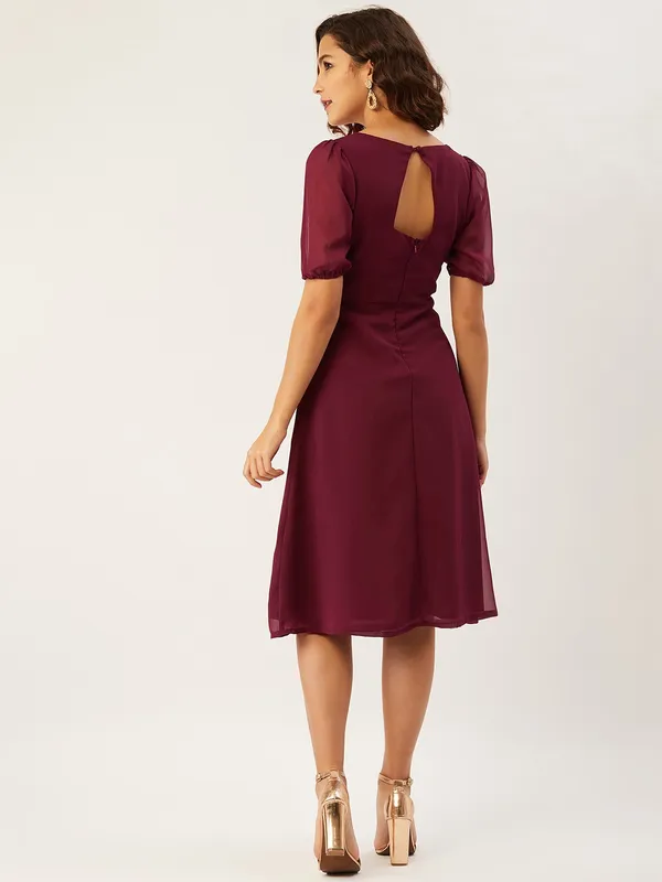 Maroon_Georgette_A-line_Dress_For_Women