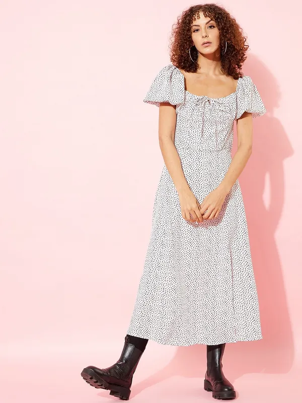 Black_&_White_Crepe_A-line_Dress_For_Women