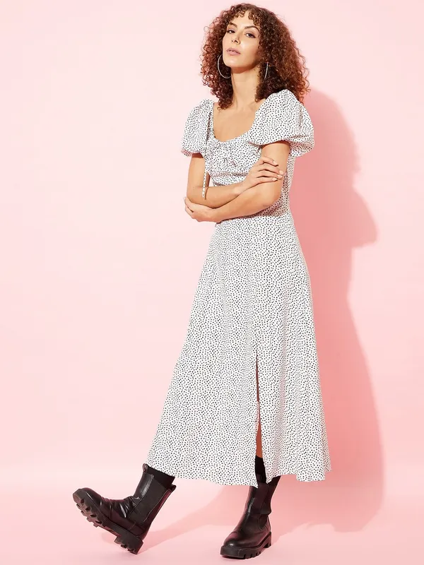 Black_&_White_Crepe_A-line_Dress_For_Women