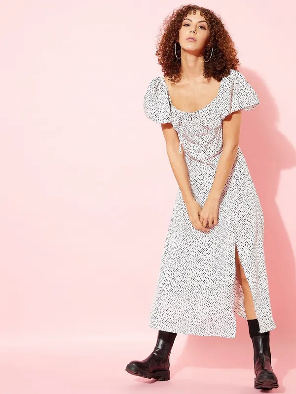 Black_&_White_Crepe_A-line_Dress_For_Women