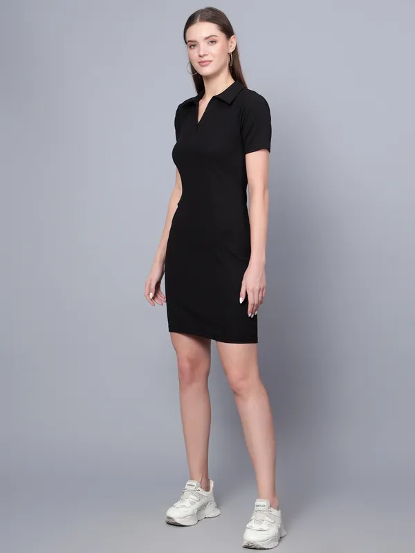 Black_Cotton_Blend_Bodycon_Dress_For_Women