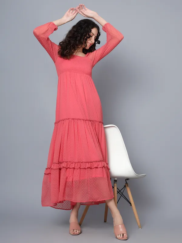 Pink_Chiffon_Fit_and_Flare_Dress_For_Women