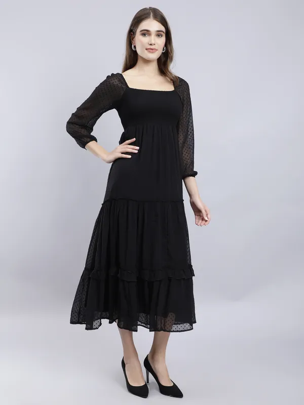 Black_Chiffon_Fit_and_Flare_Dress_For_Women