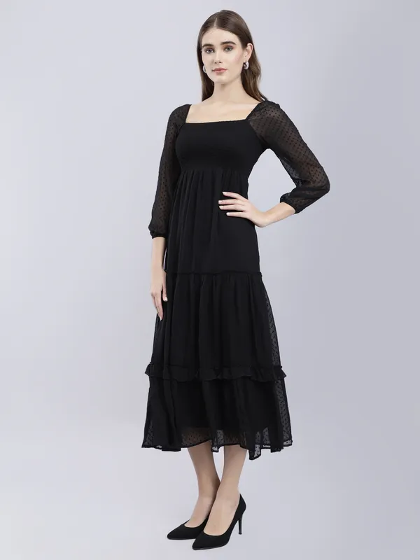 Black_Chiffon_Fit_and_Flare_Dress_For_Women