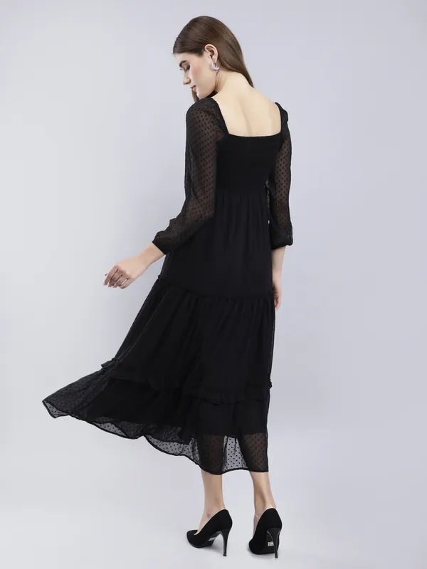Black_Chiffon_Fit_and_Flare_Dress_For_Women